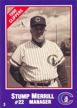 1990 Columbus Clippers Police #3 Stump Merrill Front