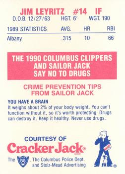 1990 Columbus Clippers Police #5 Jim Leyritz Back