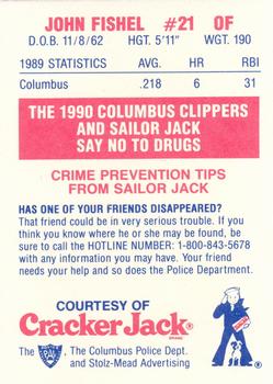 1990 Columbus Clippers Police #6 John Fishel Back