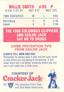 1990 Columbus Clippers Police #14 Willie Smith Back