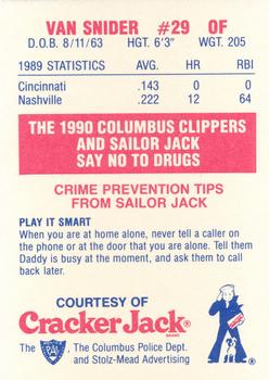 1990 Columbus Clippers Police #15 Van Snider Back