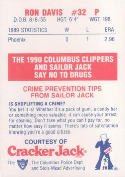 1990 Columbus Clippers Police #9 Ron Davis Back