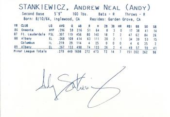 1990 Columbus Clippers #18 Andy Stankiewicz Back