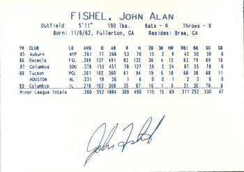1990 Columbus Clippers #21 John Fishel Back