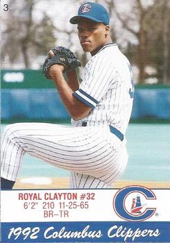 1992 Columbus Clippers Police #3 Royal Clayton Front