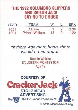 1992 Columbus Clippers Police #7 Sam Militello Back