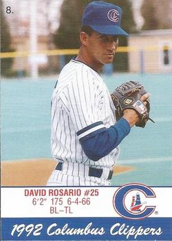 1992 Columbus Clippers Police #8 David Rosario Front