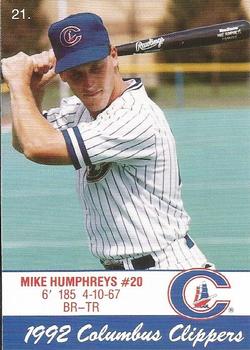1992 Columbus Clippers Police #21 Mike Humphreys Front