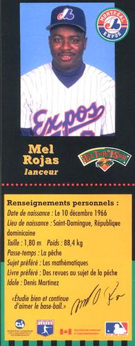 1995-96 Hit the Books Montreal Expos Bookmarks #NNO Mel Rojas Back