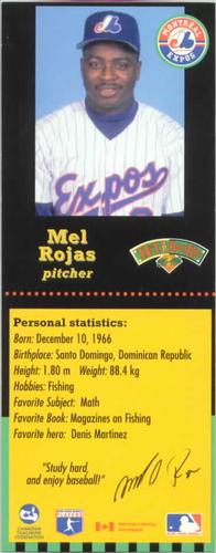 1995-96 Hit the Books Montreal Expos Bookmarks #NNO Mel Rojas Front