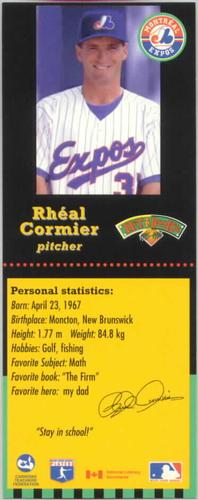 1995-96 Hit the Books Montreal Expos Bookmarks #NNO Rheal Cormier Front