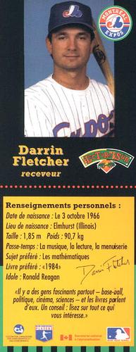 1995-96 Hit the Books Montreal Expos Bookmarks #NNO Darrin Fletcher Back