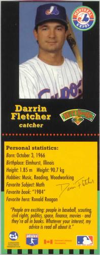 1995-96 Hit the Books Montreal Expos Bookmarks #NNO Darrin Fletcher Front