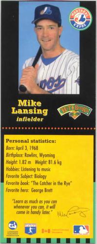 1995-96 Hit the Books Montreal Expos Bookmarks #NNO Mike Lansing Front