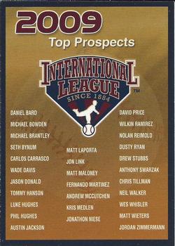 2009 Choice International League Top Prospects #01 Checklist Front