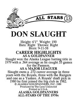 1989 Alaska Goldpanners All-Stars of the 1970s #13 Don Slaught Back