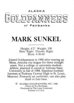1988 Alaska Goldpanners #NNO Mark Sunkel Back