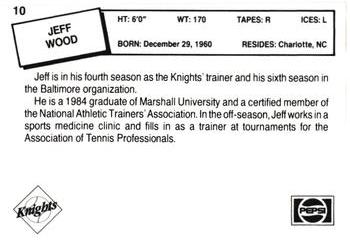 1988 Charlotte Knights #10 Jeff Wood Back