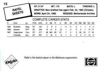 1988 Charlotte Knights #15 Rafael Skeete Back