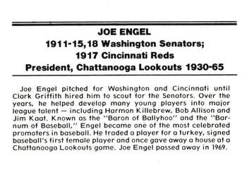 1988 Chattanooga Lookouts Legends #10 Joe Engel Back