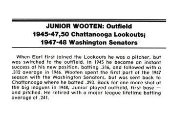1988 Chattanooga Lookouts Legends #31 Junior Wooten Back