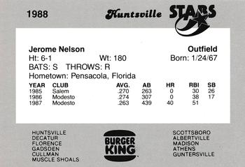1988 Burger King Huntsville Stars #NNO Jerome Nelson Back
