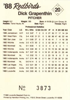 1988 Louisville Redbirds #20 Dick Grapenthin Back