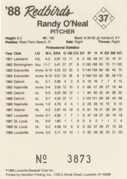 1988 Louisville Redbirds #37 Randy O'Neal Back