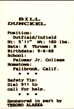1988 Peninsula Oilers #5 Bill Dunckel Back