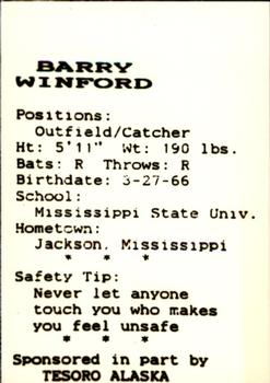 1988 Peninsula Oilers #28 Barry Winford Back