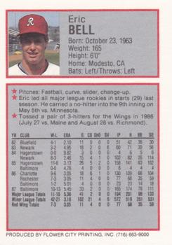1988 Rochester Red Wings #2 Eric Bell Back