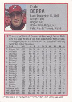 1988 Rochester Red Wings #3 Dale Berra Back