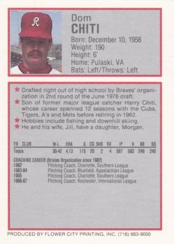 1988 Rochester Red Wings #5 Dom Chiti Back