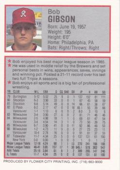 1988 Rochester Red Wings #8 Bob Gibson Back