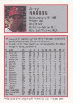 1988 Rochester Red Wings #15 Jerry Narron Back