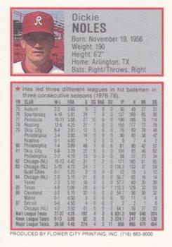 1988 Rochester Red Wings #16 Dickie Noles Back