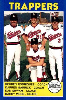 1988 Salt Lake Trappers #3 Coaches (Rueben Rodriguez / Darren Garrick / Dan Shwam / Barry Moss) Front