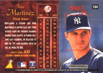 1996 Select #104 Tino Martinez Back