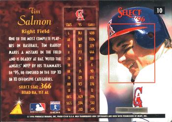 1996 Select #10 Tim Salmon Back