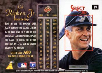 1996 Select #19 Cal Ripken Jr. Back