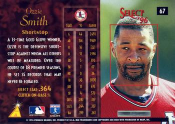 1996 Select #67 Ozzie Smith Back