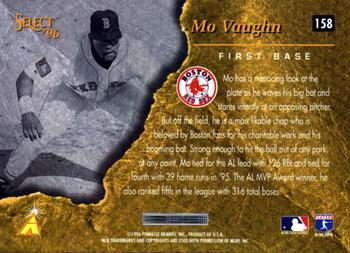 1996 Select #158 Mo Vaughn Back