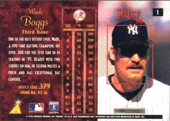 1996 Select #1 Wade Boggs Back