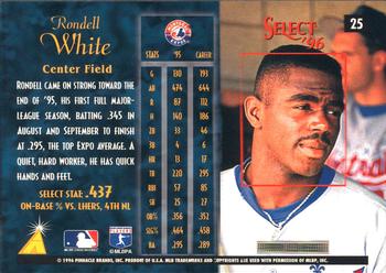 1996 Select #25 Rondell White Back