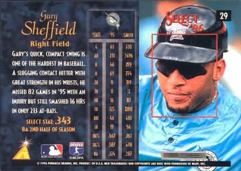 1996 Select #29 Gary Sheffield Back