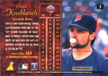1996 Select #5 Chuck Knoblauch Back