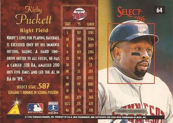 1996 Select #64 Kirby Puckett Back