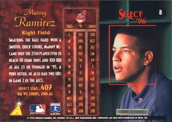 1996 Select #8 Manny Ramirez Back
