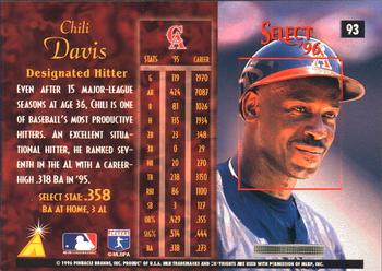 1996 Select #93 Chili Davis Back