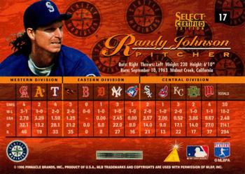 1996 Select Certified #17 Randy Johnson Back
